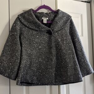 Laura Ashley JACKET. Black and White Tweed 3/4 Sleeve. Size M. Great condition.